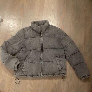 Women's Andrew Marc Grey Denim Puffer Jacket/Coat size M